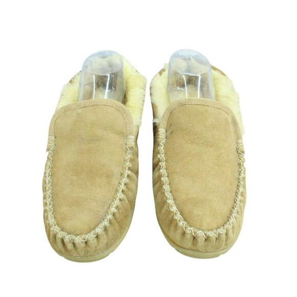 LL Bean Brown Suede Wicked Good Shearling Lined Venetian Slippers Size 10 M - Picture 5 of 9